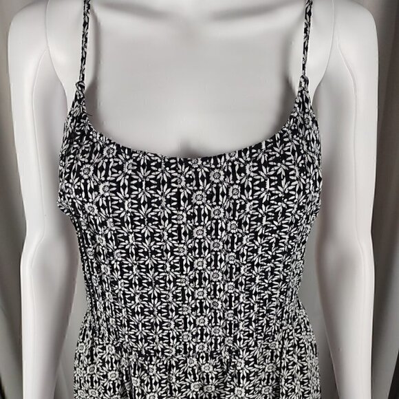 Old Navy Women's B&W Spaghetti Strap Side Zip Sunflower Dress Size Medium - Picture 2 of 11